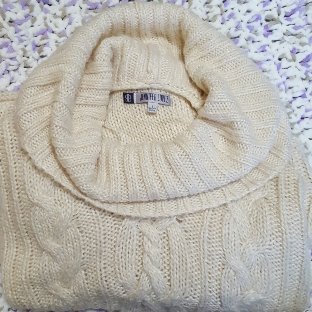 Jennifer Lopez Lg cream cowl neck sweater